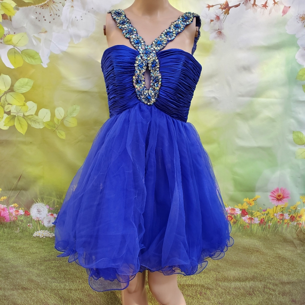 Sherri hill blue rhinestone dress size 4